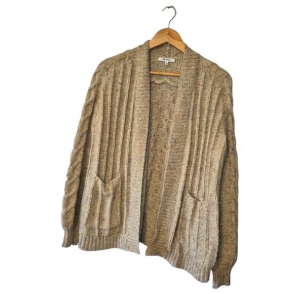 Madewell Wool, Alpaca, Silk Blend Cable Knit Open Cardigan Oversized XXS - Picture 1 of 10